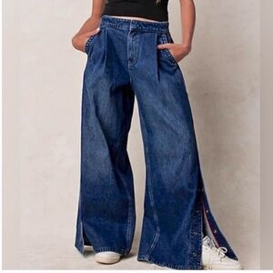 Free People Blue Flare & Wide Leg Jeans